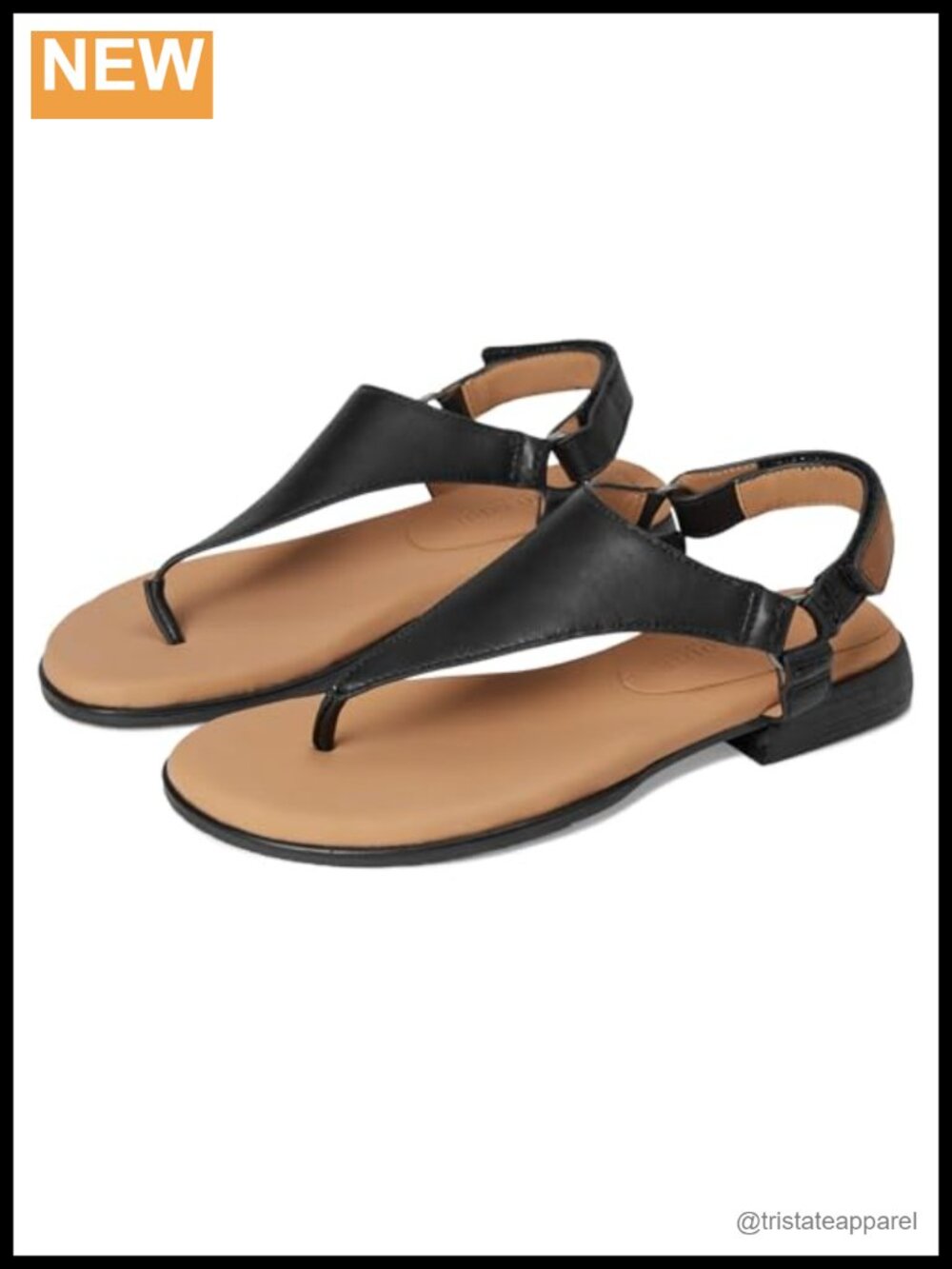Leather Slingback Sandals with Block Heel Adjustable Comfort